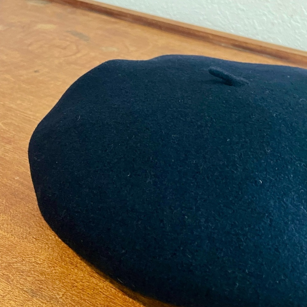 Vintage Printemps Paris Black Pure Lane Felt Wool  Beret Hat - Picture 8 of 15